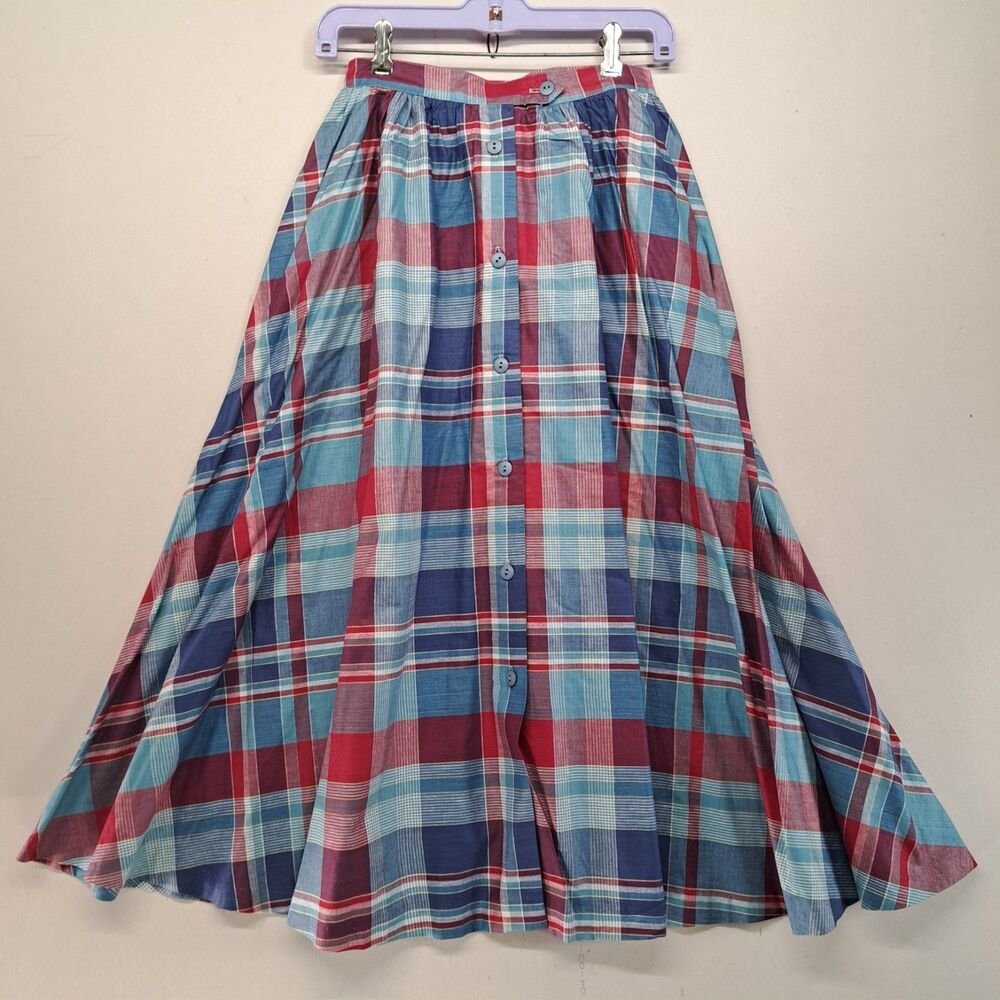 Vintage Long Skirt Lot of 7 Plaid Solid Size 2 XS / S 70s 80s Blake Russ Togs - Picture 5 of 16